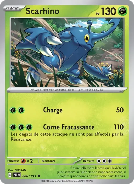 Carte Pokémon Scarhino 006/193 Peu Commune Évolutions à Paldea