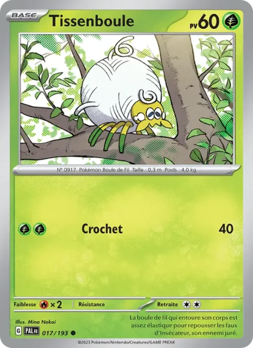 Carte Pokémon Tissenboule 017/193 Commune Évolutions à Paldea