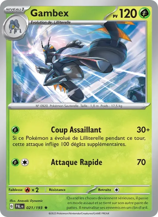 Carte Pokémon Gambex 021/193 Rare Évolutions à Paldea