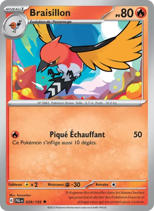 Carte Pokémon Braisillon 029/193 Peu Commune Évolutions à Paldea