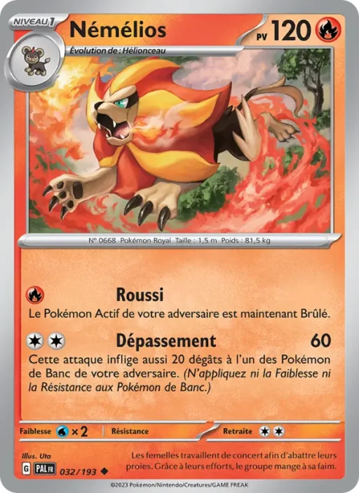 Carte Pokémon Némélios 032/193 Peu Commune Évolutions à Paldea