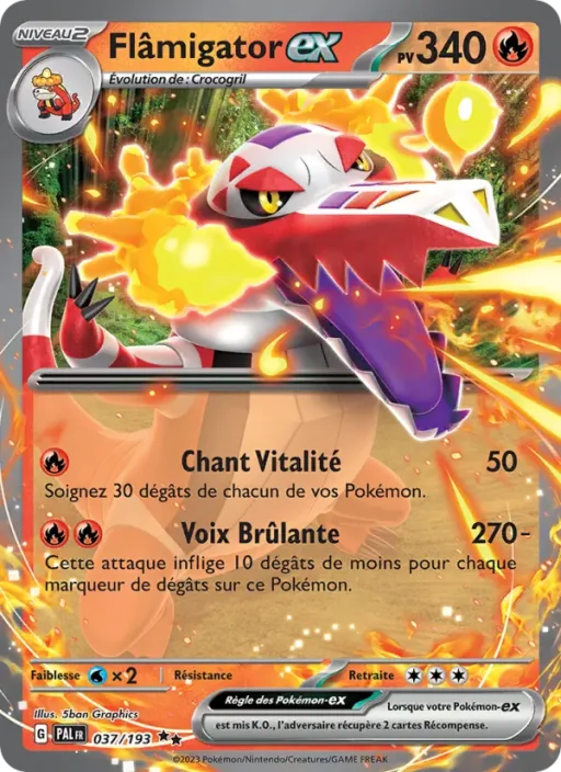Carte Pokémon Flâmigator-ex 037/193 Double rare Évolutions à Paldea