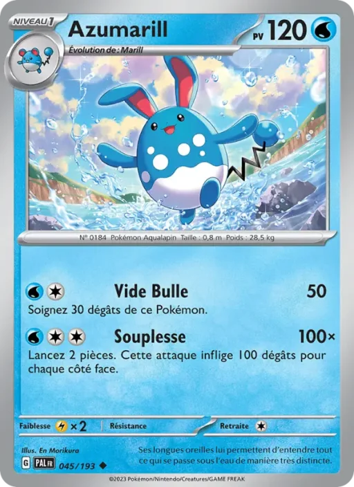 Carte Pokémon Azumarill 045/193 Peu Commune Évolutions à Paldea