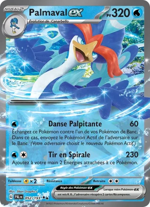Carte Pokémon Palmaval-ex 052/193 Double rare Évolutions à Paldea