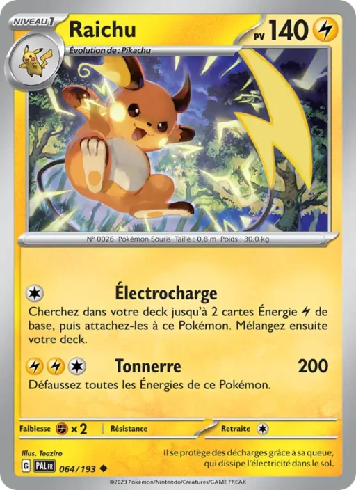 Carte Pokémon Raichu 064/193 Peu Commune Évolutions à Paldea
