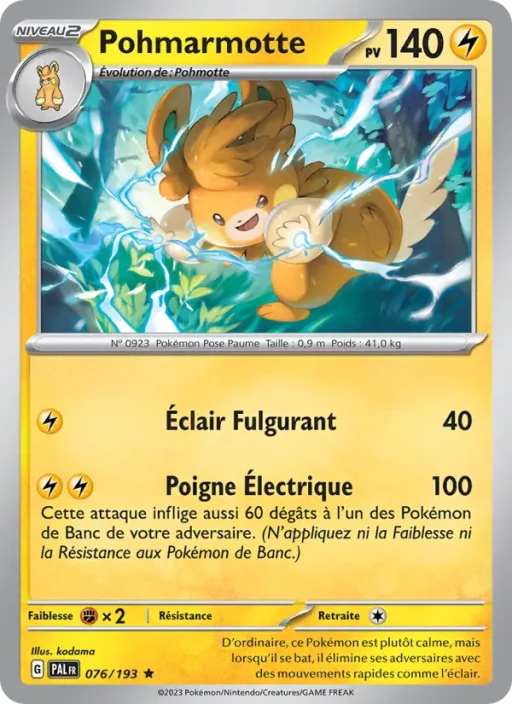 Carte Pokémon Pohmarmotte 076/193 Rare Évolutions à Paldea