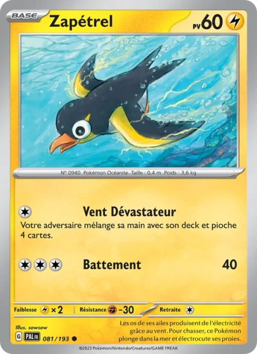 Carte Pokémon Zapétrel 081/193 Commune Évolutions à Paldea
