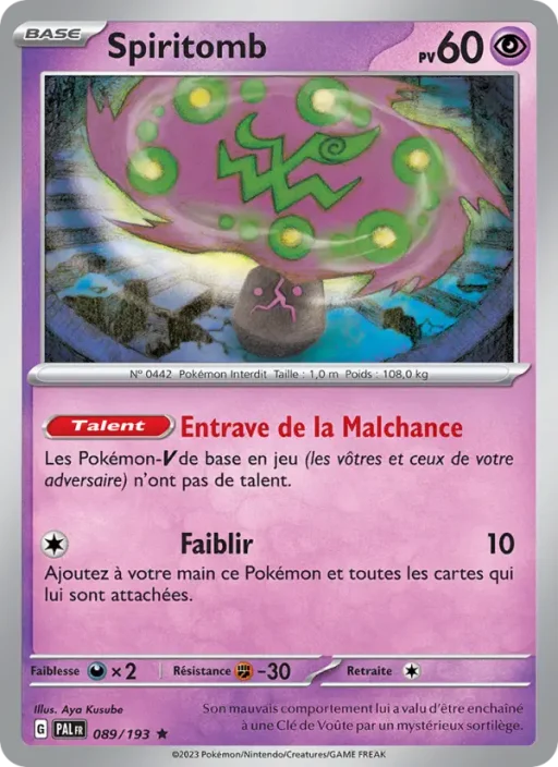 Carte Pokémon Spiritomb 089/193 Rare Évolutions à Paldea