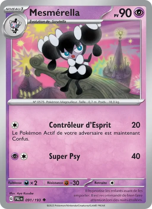 Carte Pokémon Mesmérella 091/193 Peu Commune Évolutions à Paldea