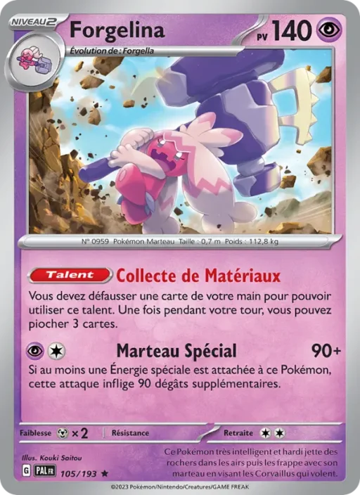 Carte Pokémon Forgelina 105/193 Rare Évolutions à Paldea