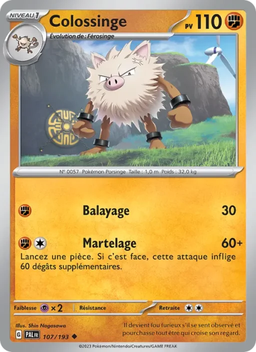 Carte Pokémon Colossinge 107/193 Peu Commune Évolutions à Paldea