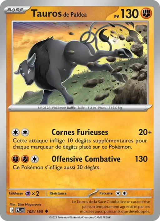 Carte Pokémon Tauros de Paldea 108/193 Peu Commune Évolutions à Paldea