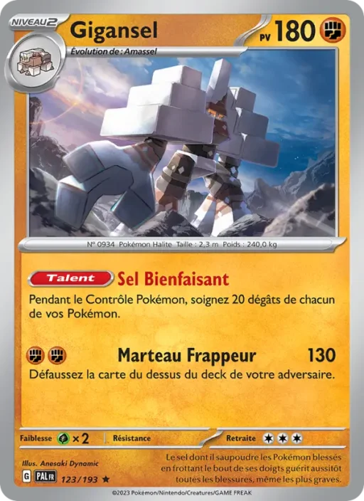 Carte Pokémon Gigansel 123/193 Rare Évolutions à Paldea