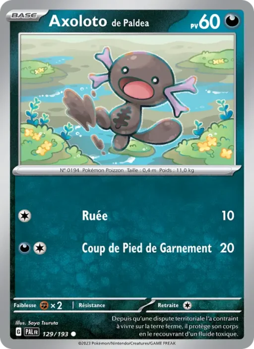 Carte Pokémon Axoloto de Paldea 129/193 Commune Évolutions à Paldea