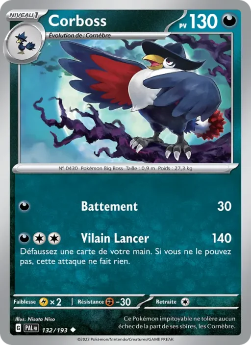 Carte Pokémon Corboss 132/193 Peu Commune Évolutions à Paldea