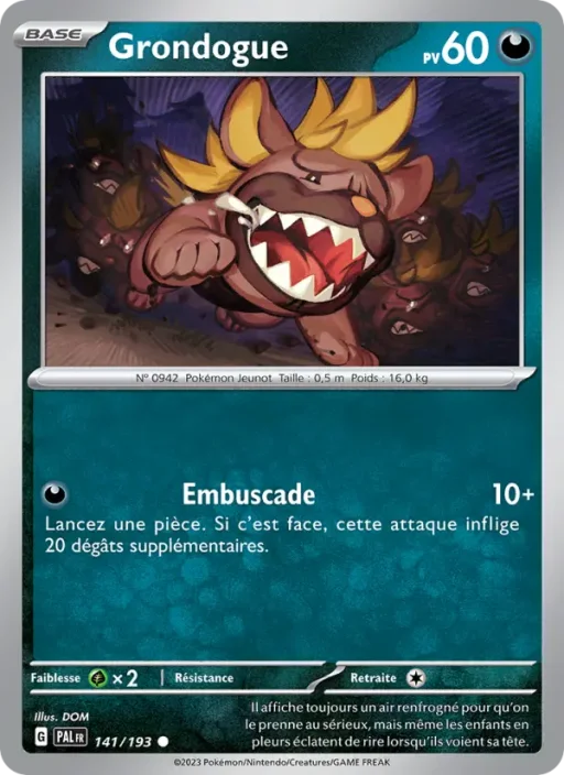 Carte Pokémon Grondogue 141/193 Commune Évolutions à Paldea