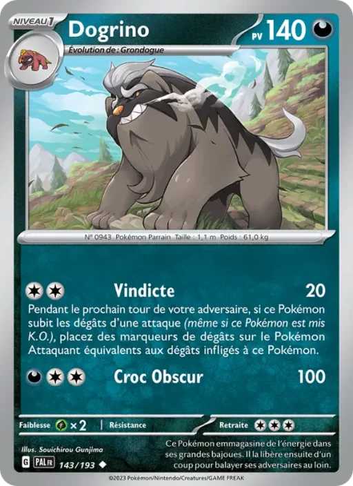 Carte Pokémon Dogrino 143/193 Peu Commune Évolutions à Paldea