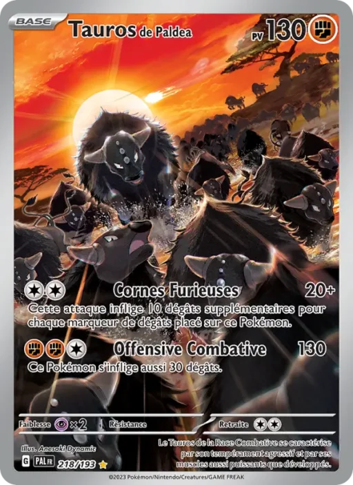 Carte Pokémon Tauros de Paldea 218/193 Illustration rare Évolutions à Paldea