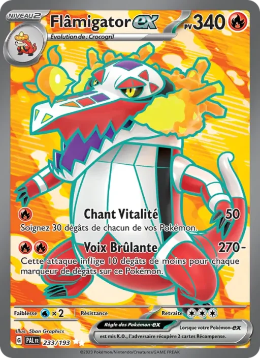 Carte Pokémon Flâmigator-ex 233/193 Ultra Rare Évolutions à Paldea