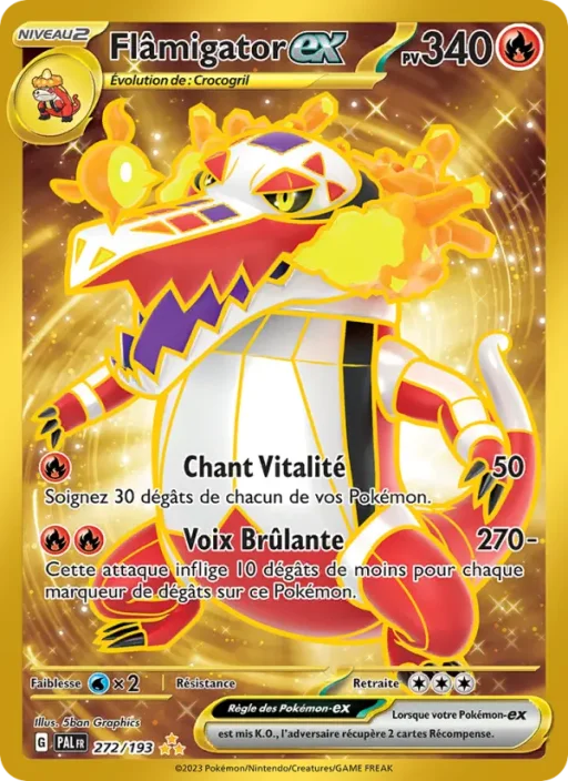 Carte Pokémon Flâmigator-ex 272/193 Hyper rare Évolutions à Paldea