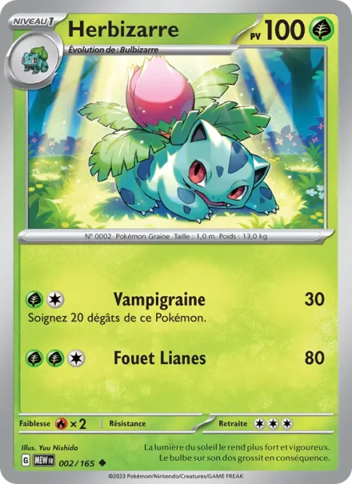 Carte Pokémon Herbizarre 002/165 Peu Commune 151