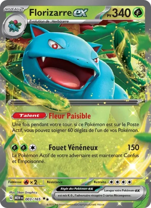 Carte Pokémon Florizarre-ex 003/165 Double rare 151