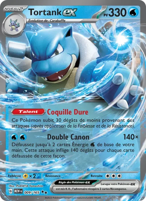 Carte Pokémon Tortank-ex 009/165 Double rare 151