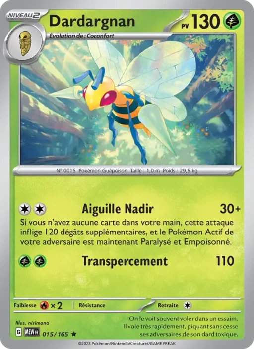 Carte Pokémon Dardargnan 015/165 Rare 151