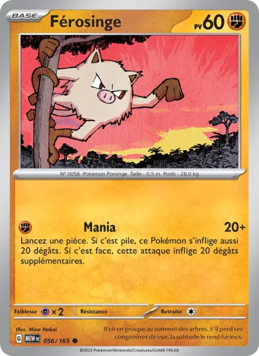 Carte Pokémon Férosinge 056/165 Commune 151