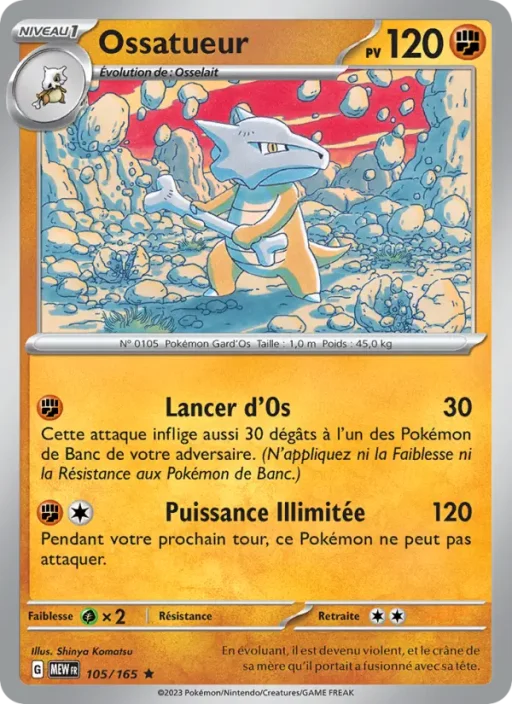 Carte Pokémon Ossatueur 105/165 Rare 151