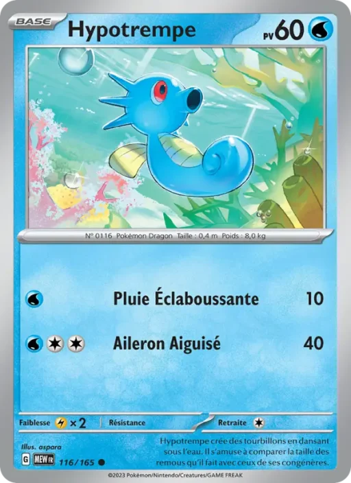 Carte Pokémon Hypotrempe 116/165 Commune 151