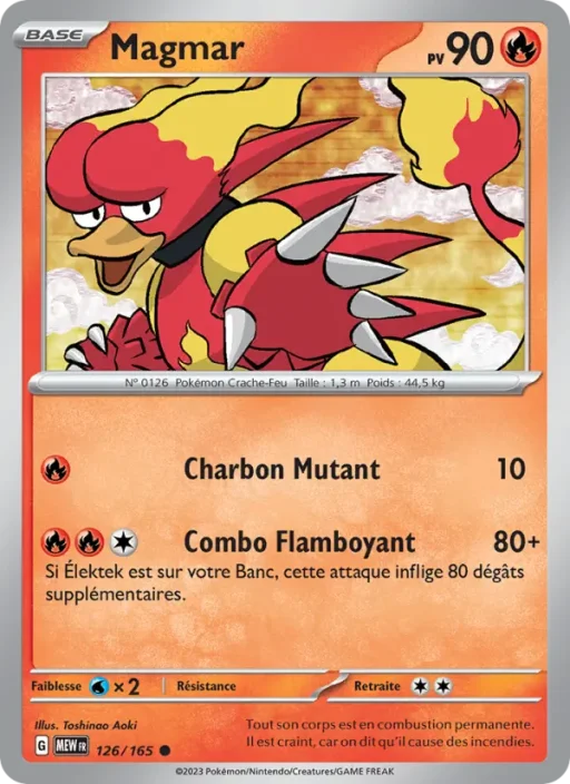 Carte Pokémon Magmar 126/165 Commune 151