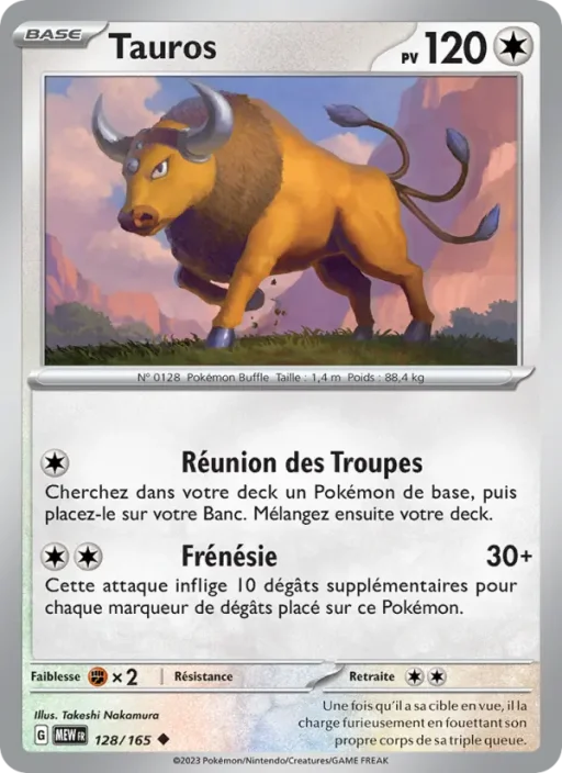Carte Pokémon Tauros 128/165 Peu Commune 151