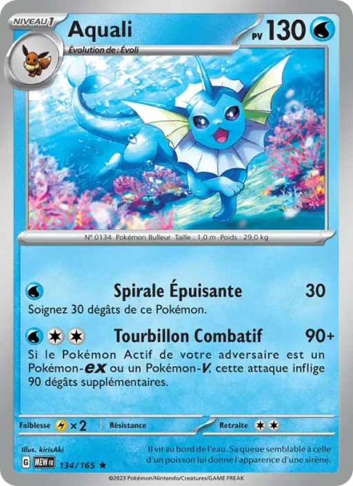 Carte Pokémon Aquali 134/165 Rare 151