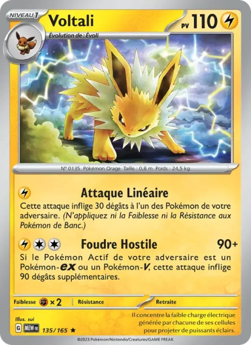 Carte Pokémon Voltali 135/165 Rare 151