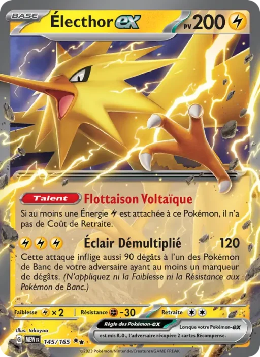 Carte Pokémon Électhor-ex 145/165 Double rare 151