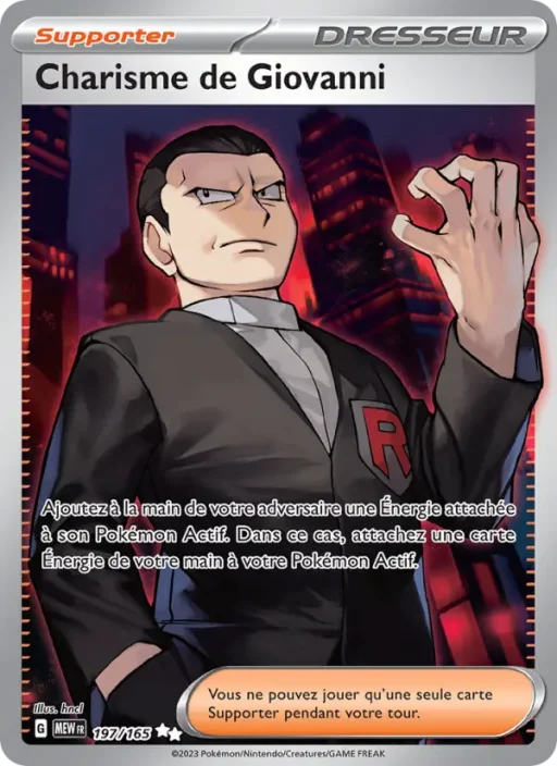 Carte Pokémon Charisme de Giovanni 197/165 Ultra Rare 151