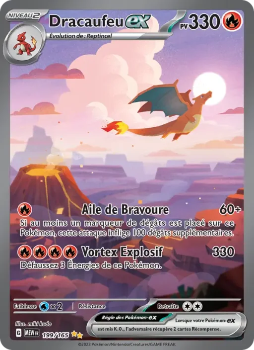 Carte Pokémon Dracaufeu-ex 199/165 Illustration spéciale rare 151