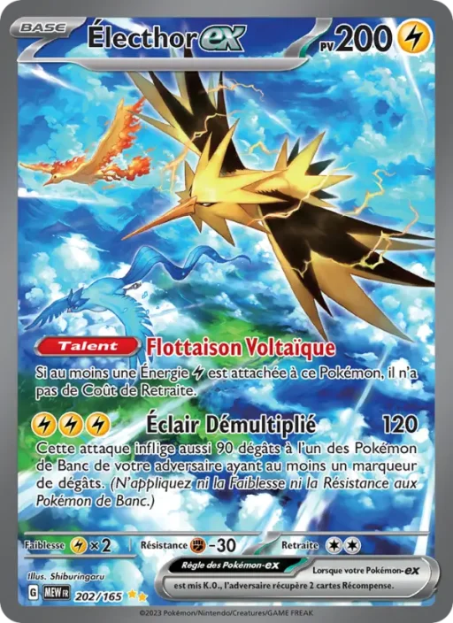 Carte Pokémon Électhor-ex 202/165 Illustration spéciale rare 151