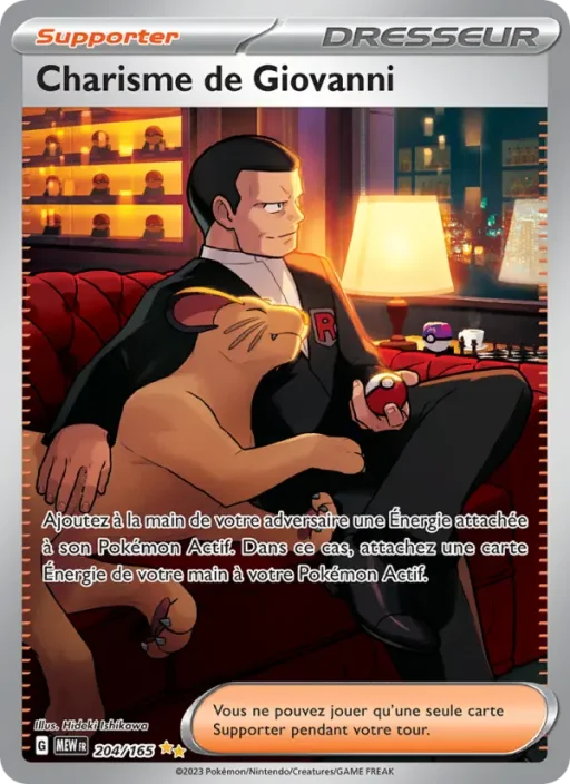 Carte Pokémon Charisme de Giovanni 204/165 Illustration spéciale rare 151