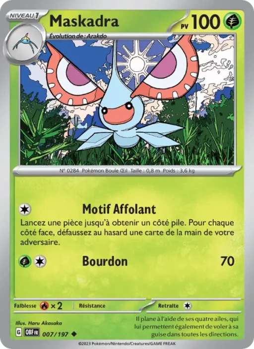 Carte Pokémon Maskadra 007/197 Peu Commune Flammes Obsidiennes