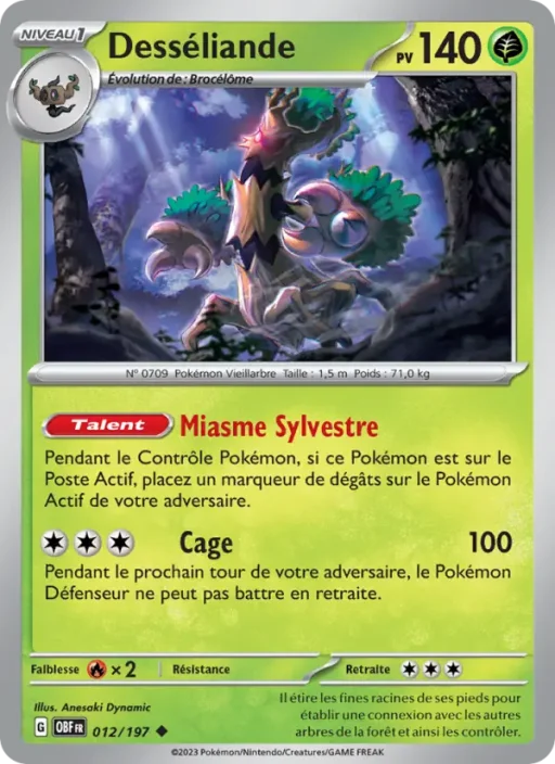 Carte Pokémon Desséliande 012/197 Peu Commune Flammes Obsidiennes