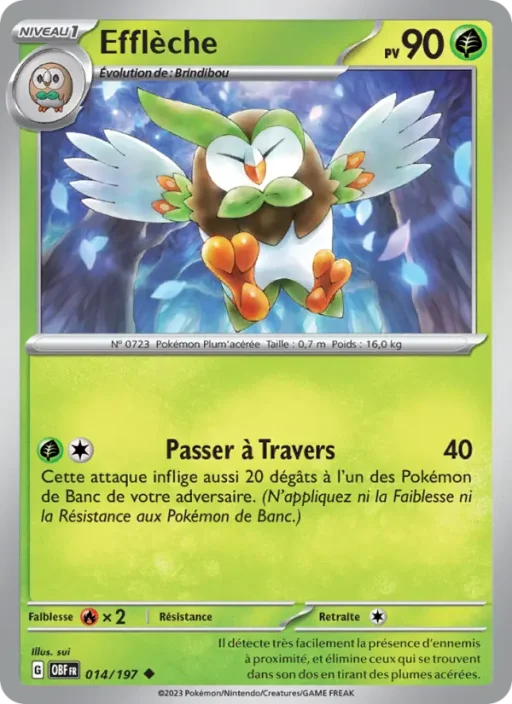 Carte Pokémon Efflèche 014/197 Peu Commune Flammes Obsidiennes