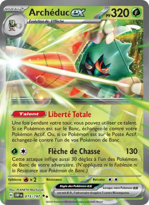 Carte Pokémon Archéduc-ex 015/197 Double rare Flammes Obsidiennes