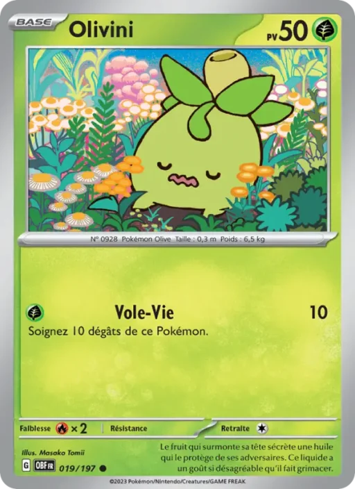 Carte Pokémon Olivini 019/197 Commune Flammes Obsidiennes