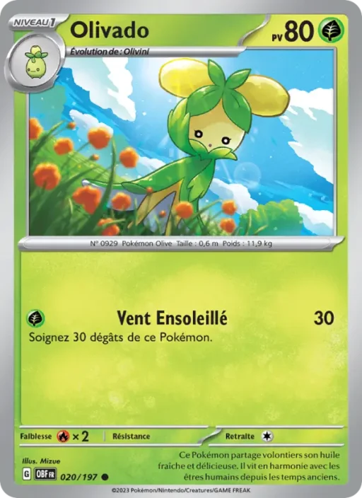 Carte Pokémon Olivado 020/197 Commune Flammes Obsidiennes