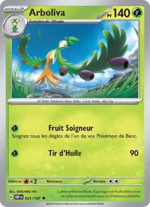 Carte Pokémon Arboliva 021/197 Peu Commune Flammes Obsidiennes
