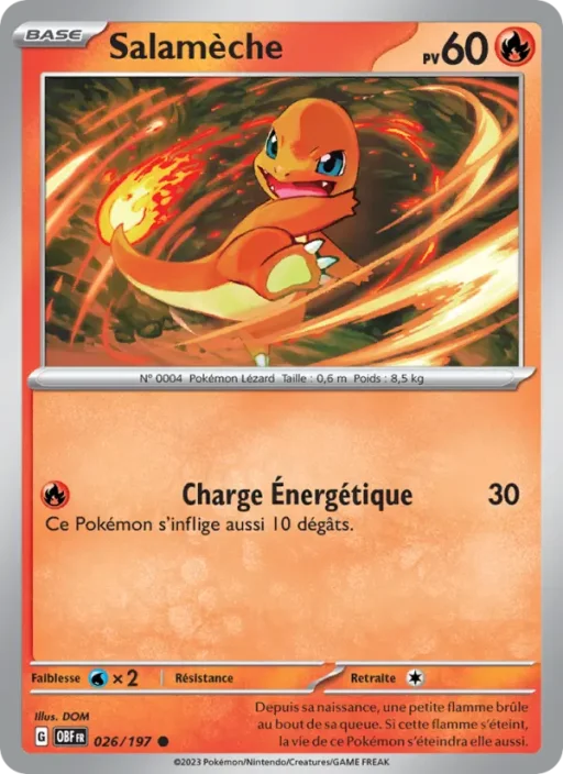 Carte Pokémon Salamèche 026/197 Commune Flammes Obsidiennes