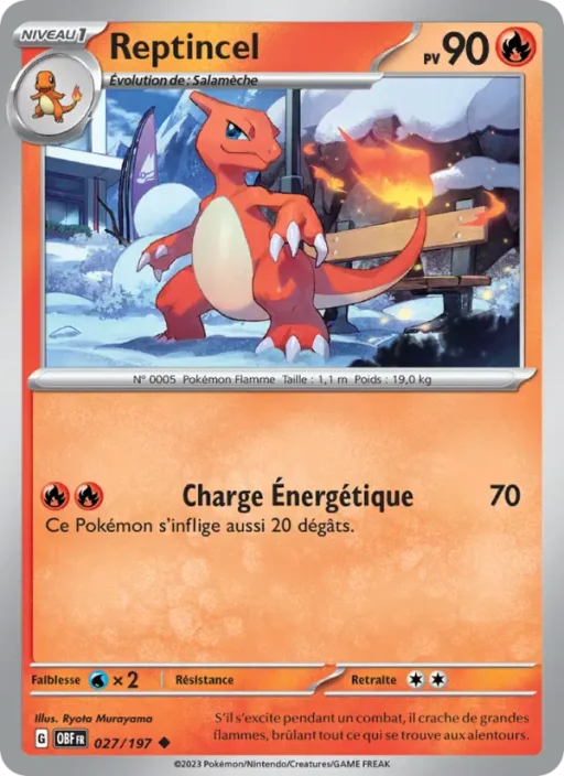 Carte Pokémon Reptincel 027/197 Peu Commune Flammes Obsidiennes