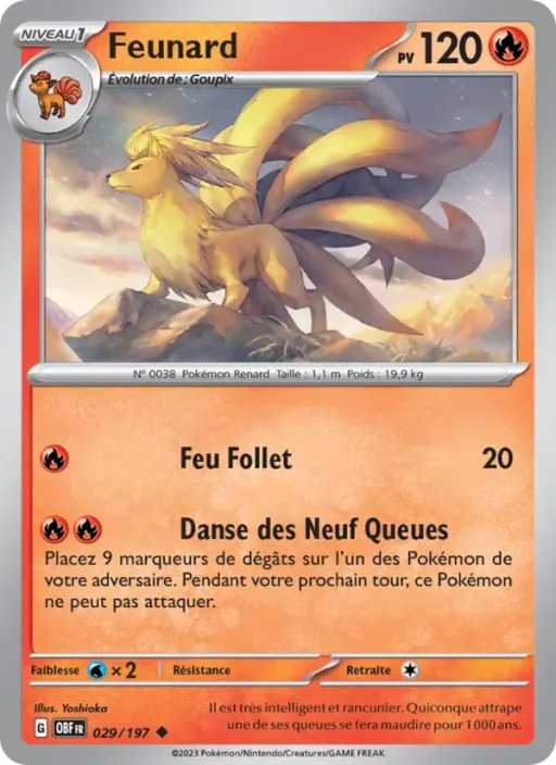 Carte Pokémon Feunard 029/197 Peu Commune Flammes Obsidiennes